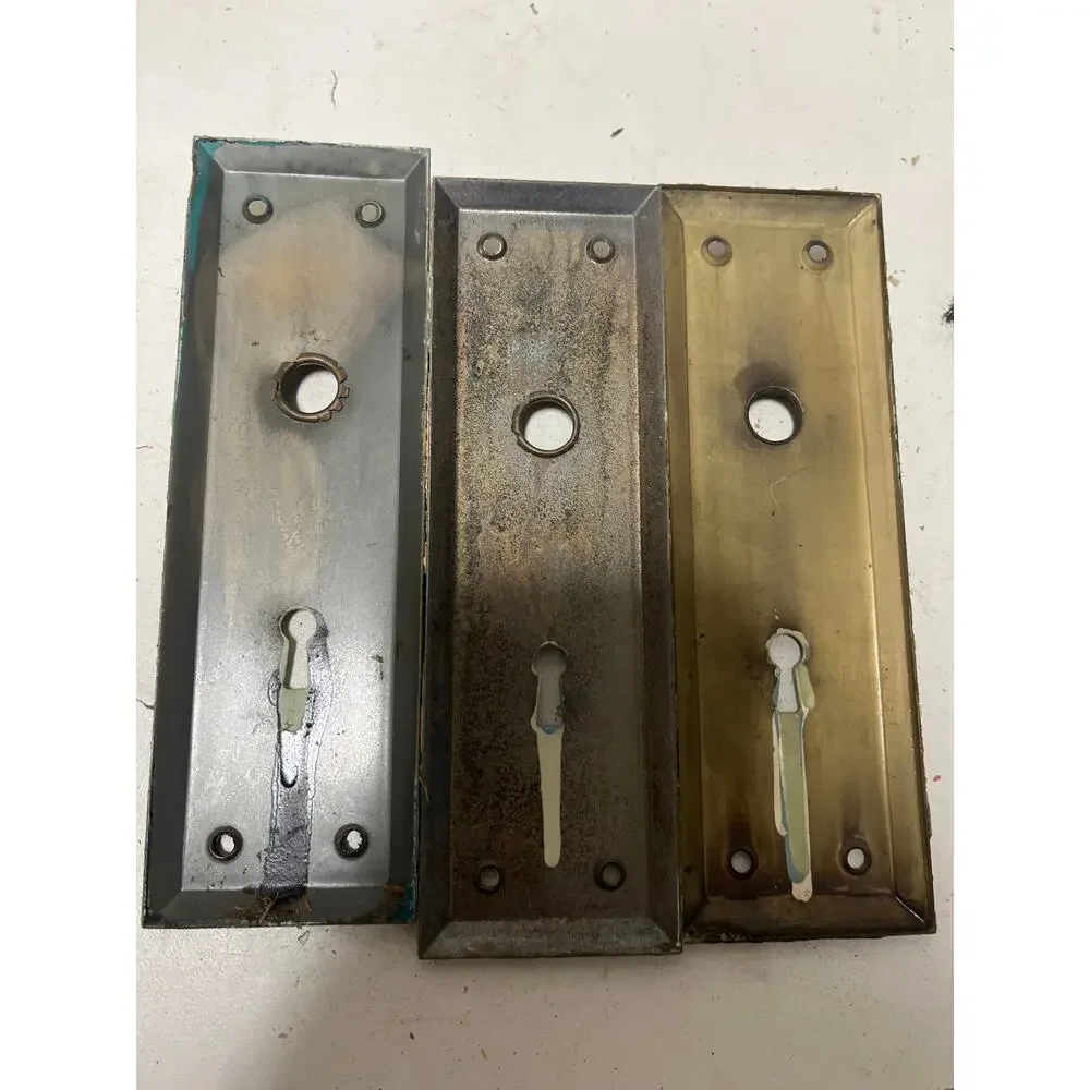 Vintage Metal Door Knob Back Plates Skeleton Key Antique